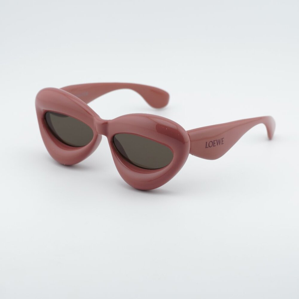 Loewe LW40097I 72E Sunglasses Shiny Pink Cat Eye Frame, Brown Lenses
